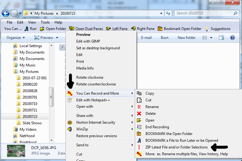 select the the files to zip in Windows Explorer
